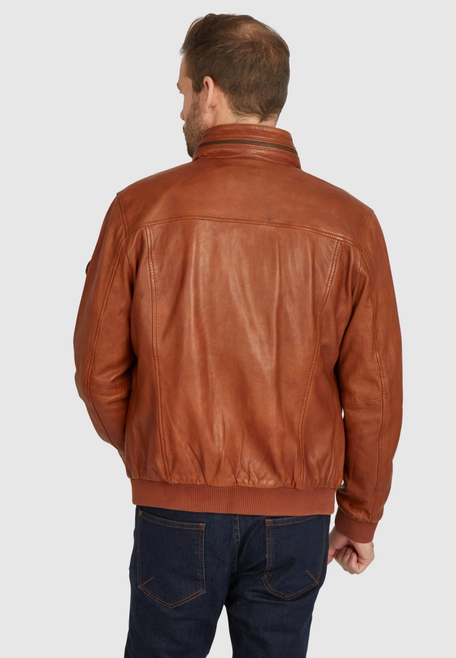 Bugatti Mit Riegeln Und Steppungen - Leren Jas - Cognac 5 Bugatti Mit Riegeln Und Steppungen - Leren Jas - Cognac - Afbeelding 3