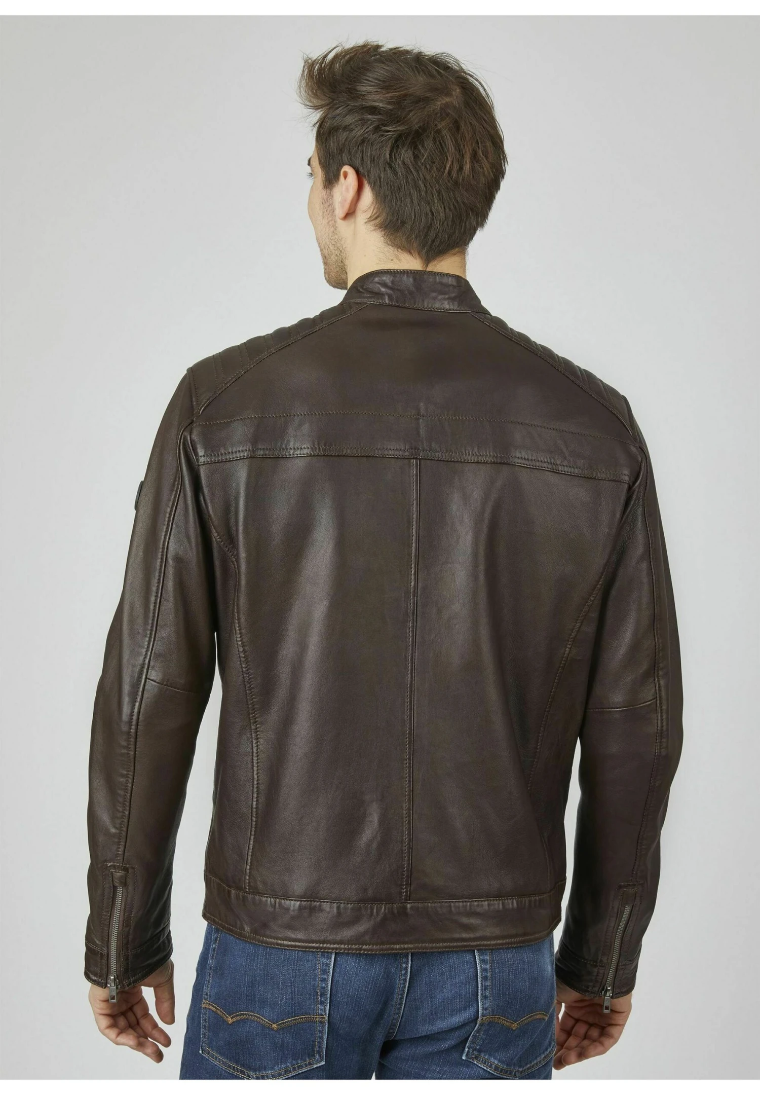 Bugatti Mit Stehkragen Und Druckknopfriegel - Leren Jas - Dunkelbraun 5 Bugatti Mit Stehkragen Und Druckknopfriegel - Leren Jas - Dunkelbraun - Afbeelding 3