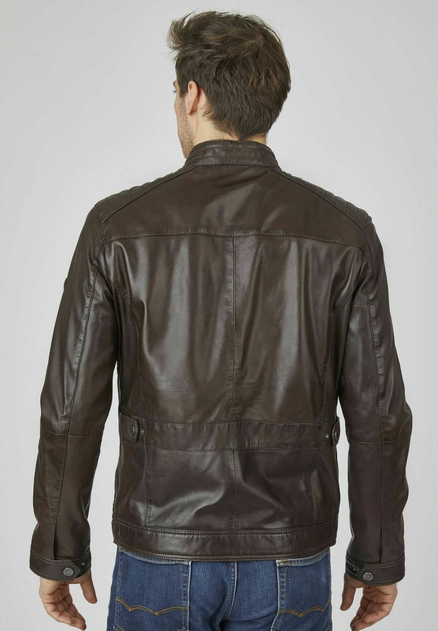 Bugatti Mit Riegeln Und Stehkragen - Leren Jas - Dunkelbraun 5 Bugatti Mit Riegeln Und Stehkragen - Leren Jas - Dunkelbraun - Afbeelding 3