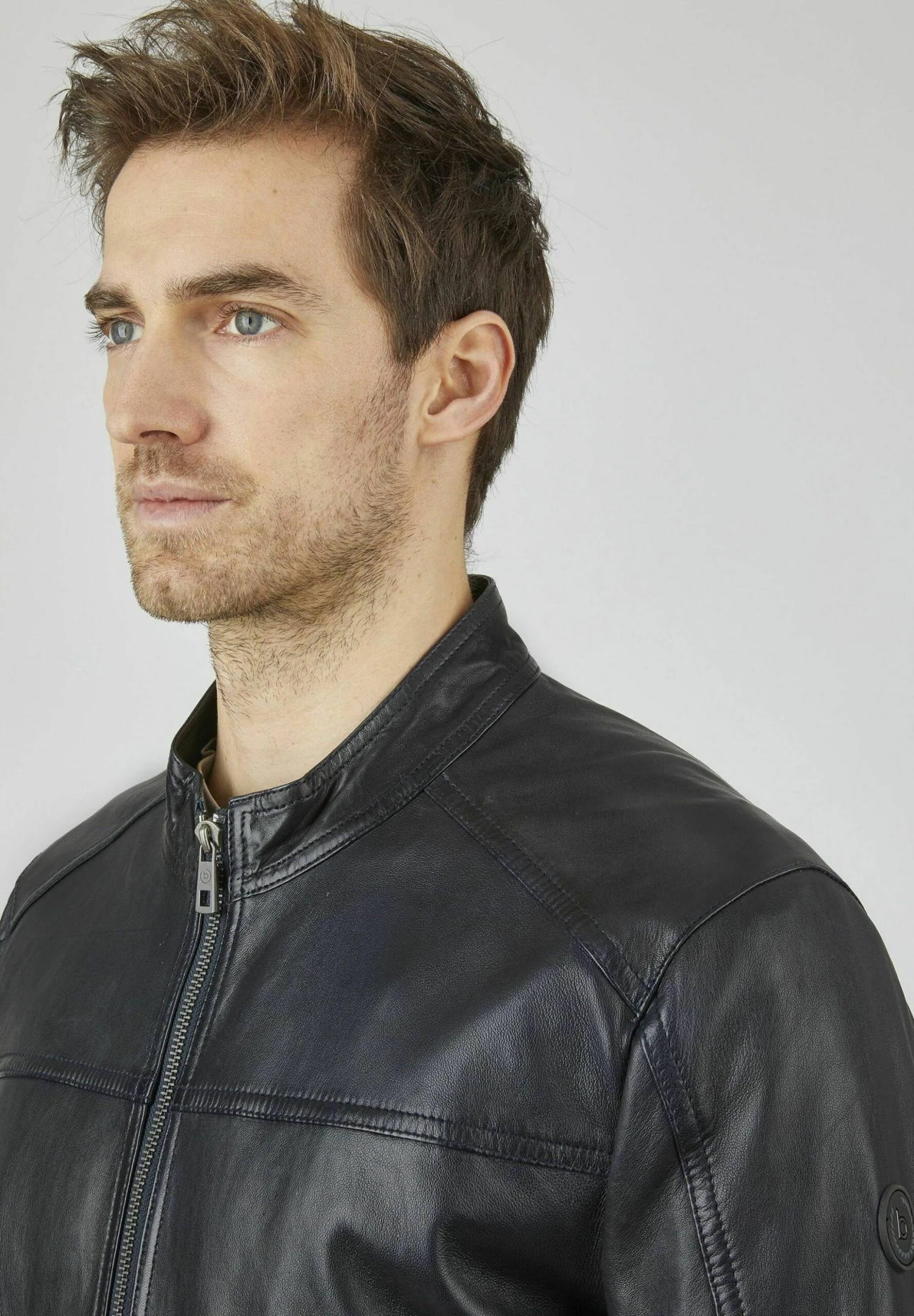 Bugatti Leather Jacket With Stand Up Collar - Leren Jas - Dunkelblau 6 Bugatti Leather Jacket With Stand Up Collar - Leren Jas - Dunkelblau - Afbeelding 4