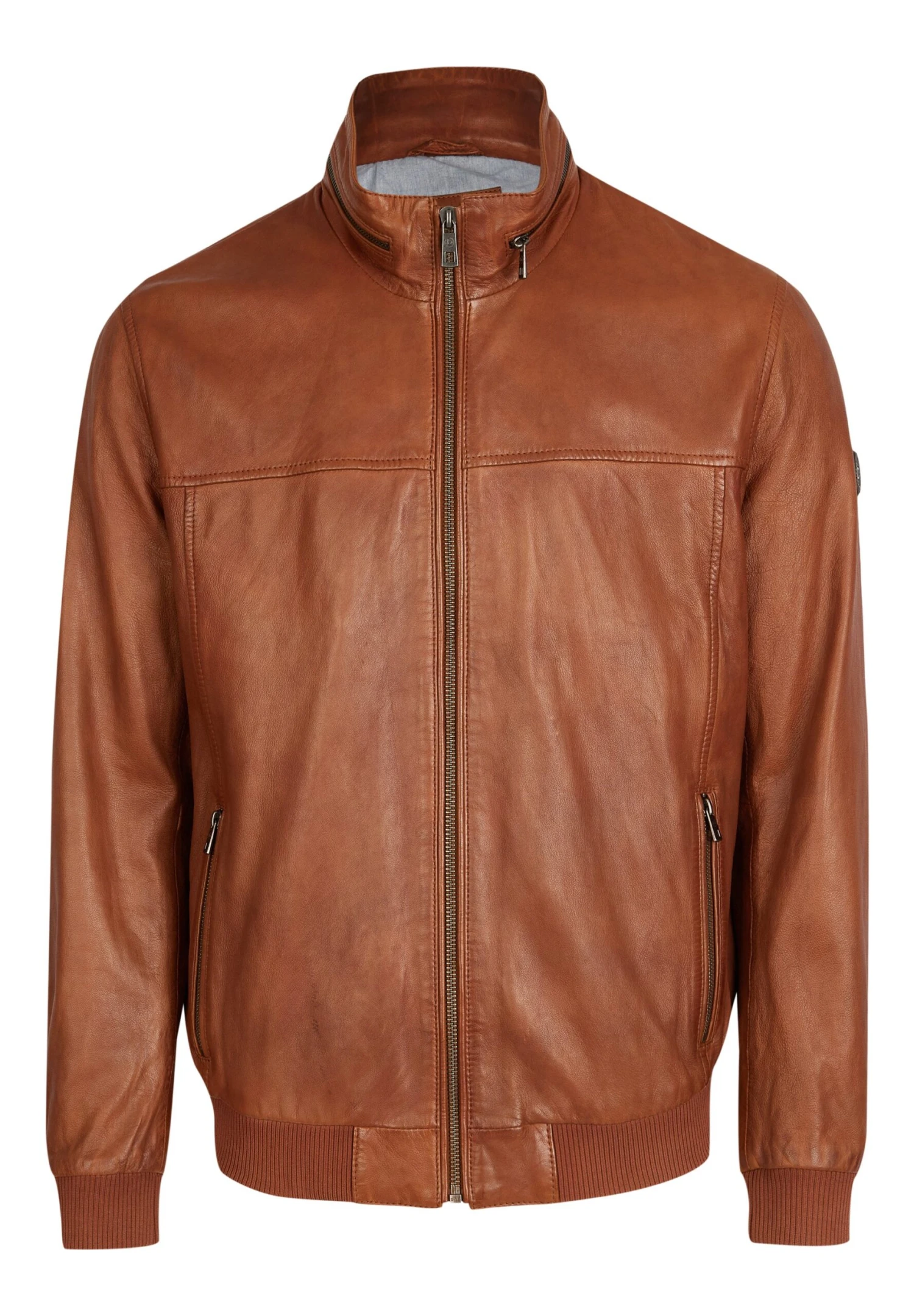 Bugatti Mit Riegeln Und Steppungen - Leren Jas - Cognac 7 Bugatti Mit Riegeln Und Steppungen - Leren Jas - Cognac - Afbeelding 5