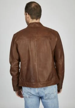 Bugatti Mit Stehkragen Und Druckknopfriegel - Leren Jas - Cognac -Bugatti Winkel 39962ce06e904be19b0d4e4e4b734461