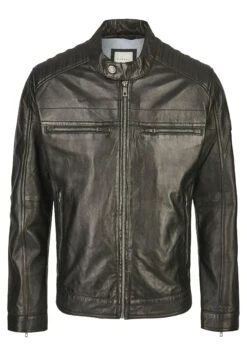 Bugatti Mit Stehkragen Und Druckknopfriegel - Leren Jas - Schwarz -Bugatti Winkel 469f684a7d594ff58c90e7e02ab16124