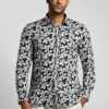 Bugatti Print Modern Fit - Overhemd - Schwarz