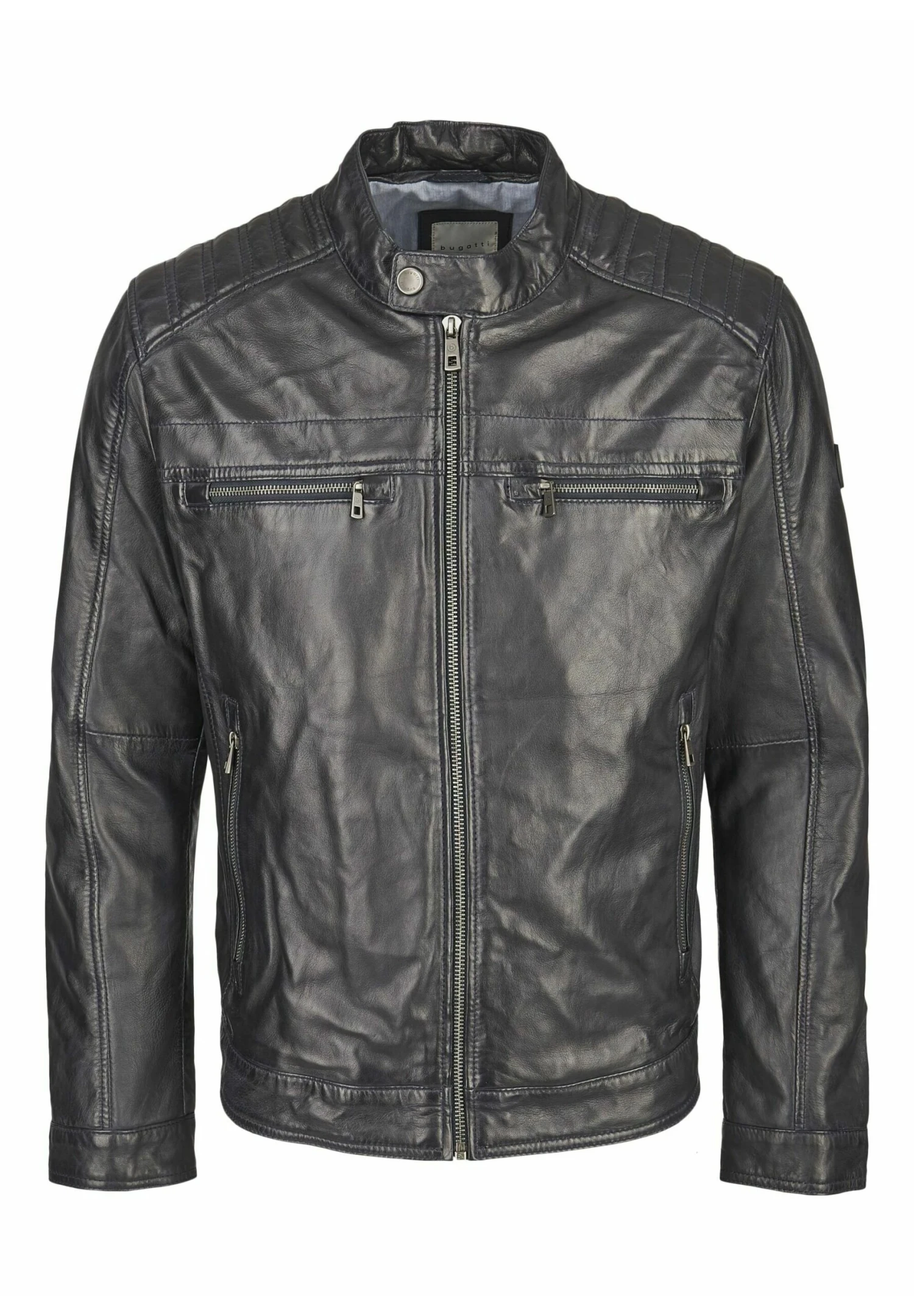 Bugatti Mit Stehkragen Und Druckknopfriegel - Leren Jas - Dunkelblau 7 Bugatti Mit Stehkragen Und Druckknopfriegel - Leren Jas - Dunkelblau - Afbeelding 5