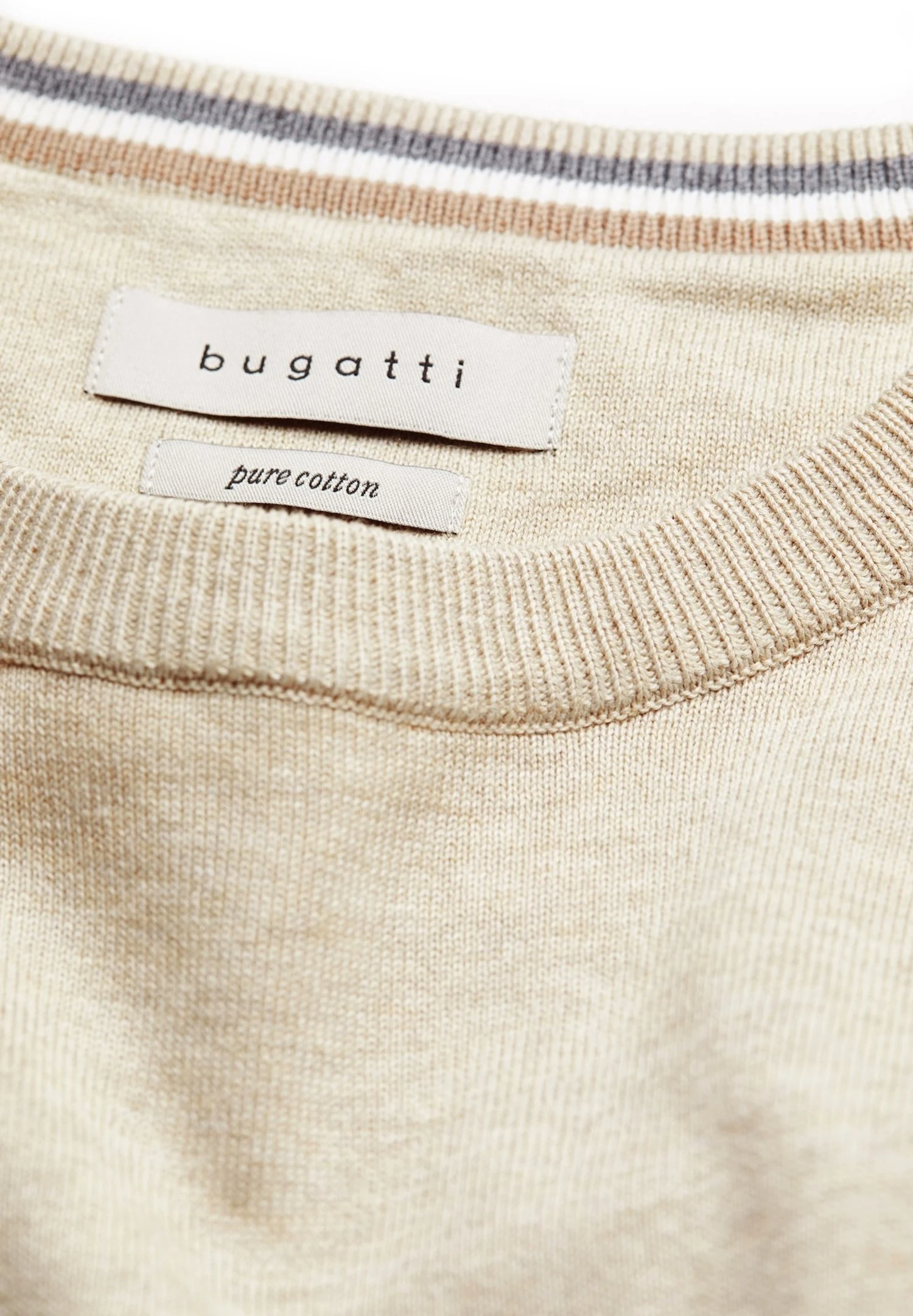 Bugatti Patches - Trui - Beige 4 Bugatti Patches - Trui - Beige - Afbeelding 2
