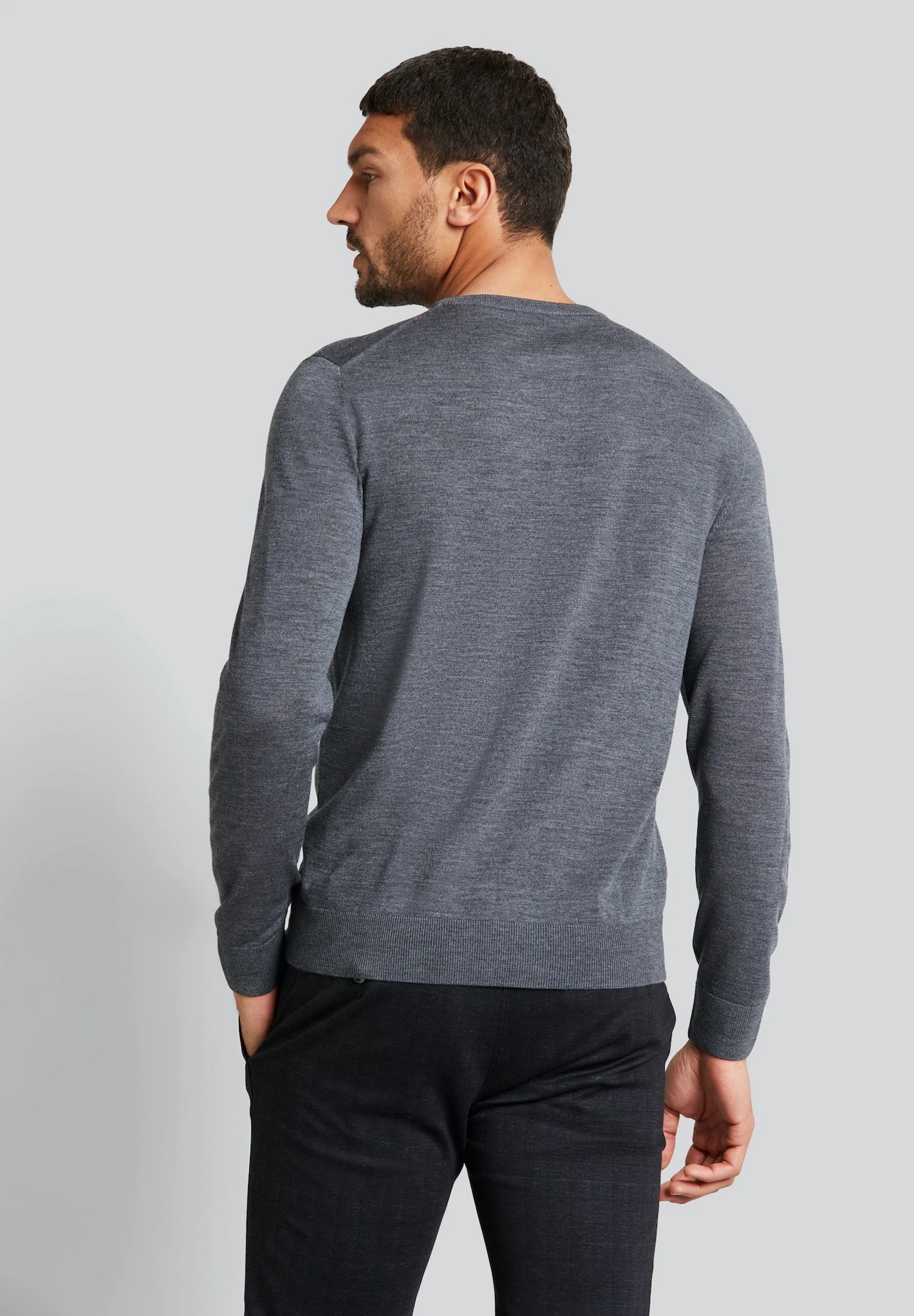 Bugatti Merino Wool - Trui - Dunkelgrau 4 Bugatti Merino Wool - Trui - Dunkelgrau - Afbeelding 2