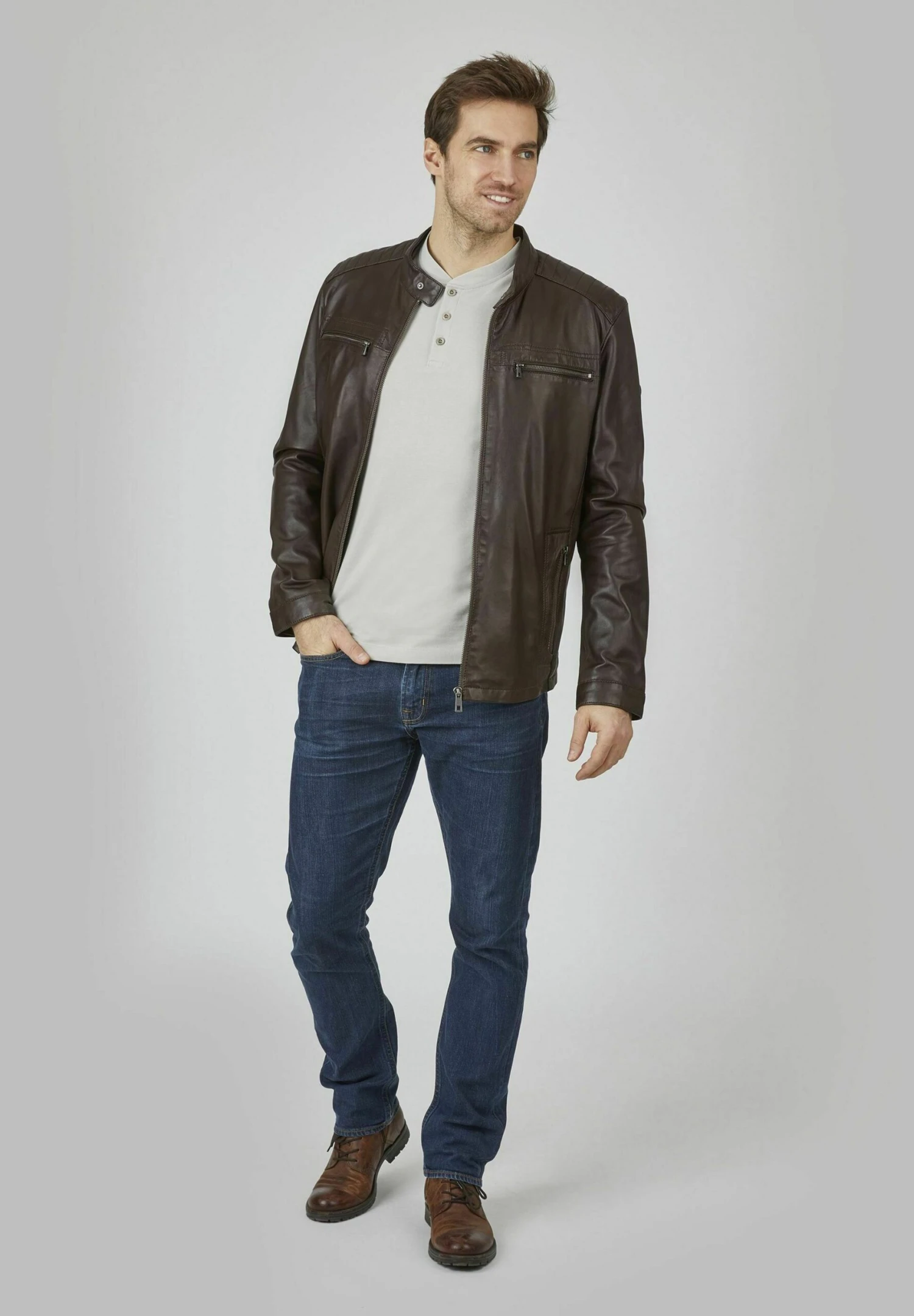 Bugatti Mit Druckknopfrieglen - Leren Jas - Dunkelbraun 4 Bugatti Mit Druckknopfrieglen - Leren Jas - Dunkelbraun - Afbeelding 2