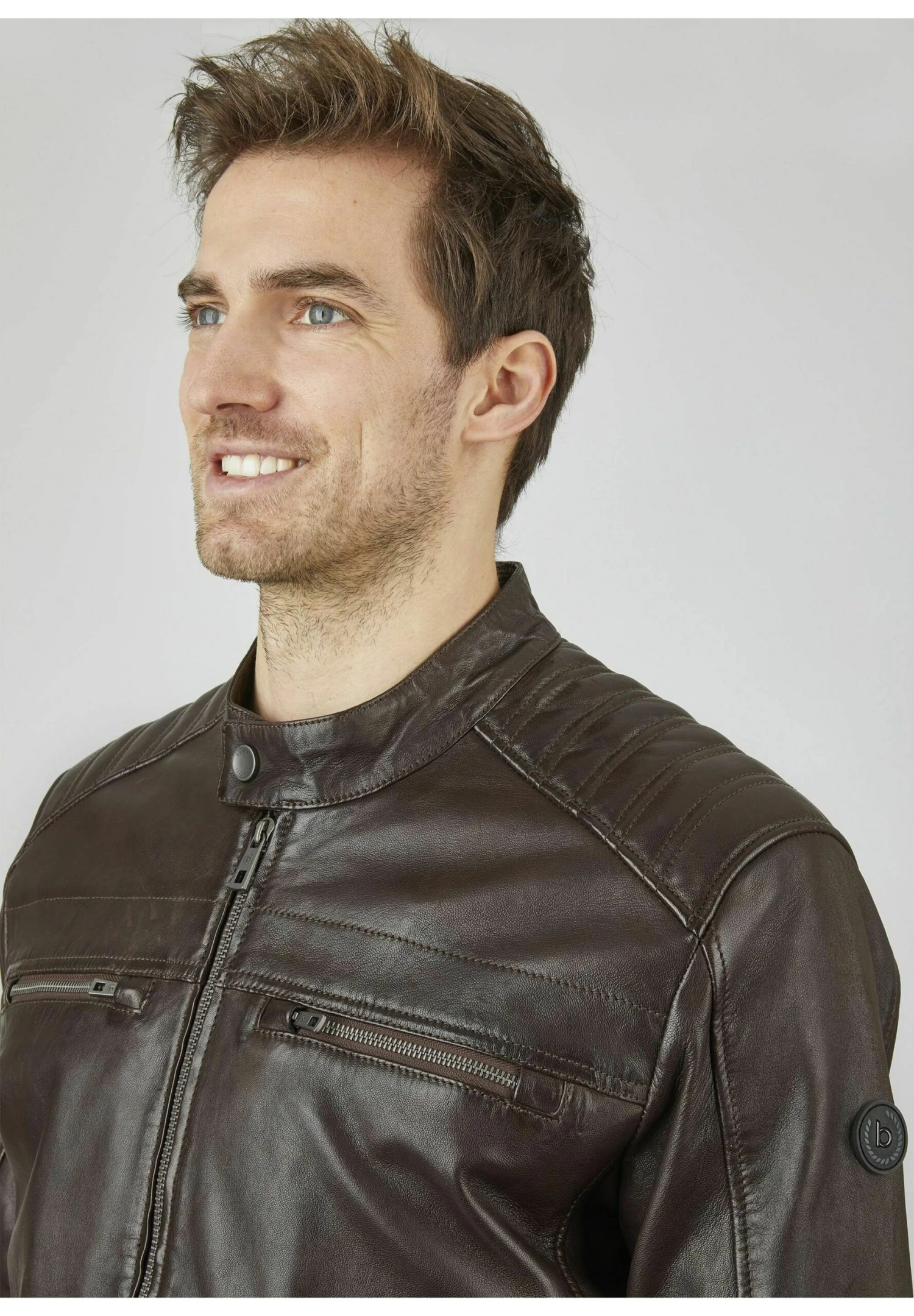 Bugatti Mit Stehkragen Und Druckknopfriegel - Leren Jas - Dunkelbraun 6 Bugatti Mit Stehkragen Und Druckknopfriegel - Leren Jas - Dunkelbraun - Afbeelding 4