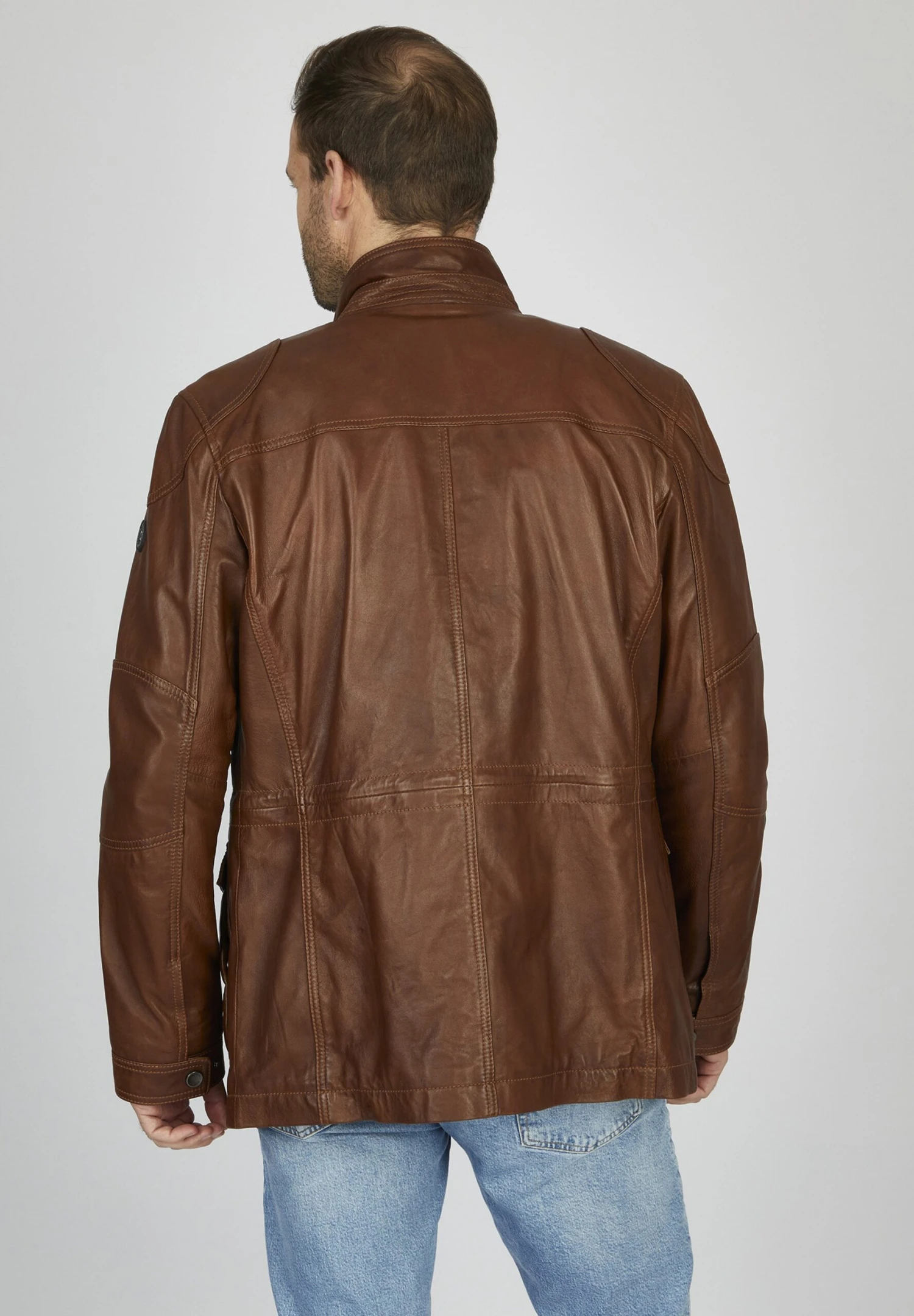 Bugatti Mit Abdeckleiste Und Stehkragen - Leren Jas - Cognac 5 Bugatti Mit Abdeckleiste Und Stehkragen - Leren Jas - Cognac - Afbeelding 3