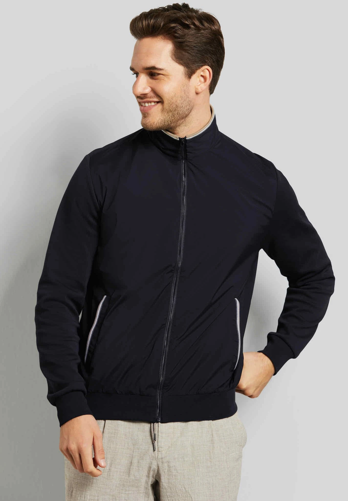 Bugatti Modern Fit - Sweater Met Rits - Schwarz 3 Bugatti Modern Fit - Sweater Met Rits - Schwarz