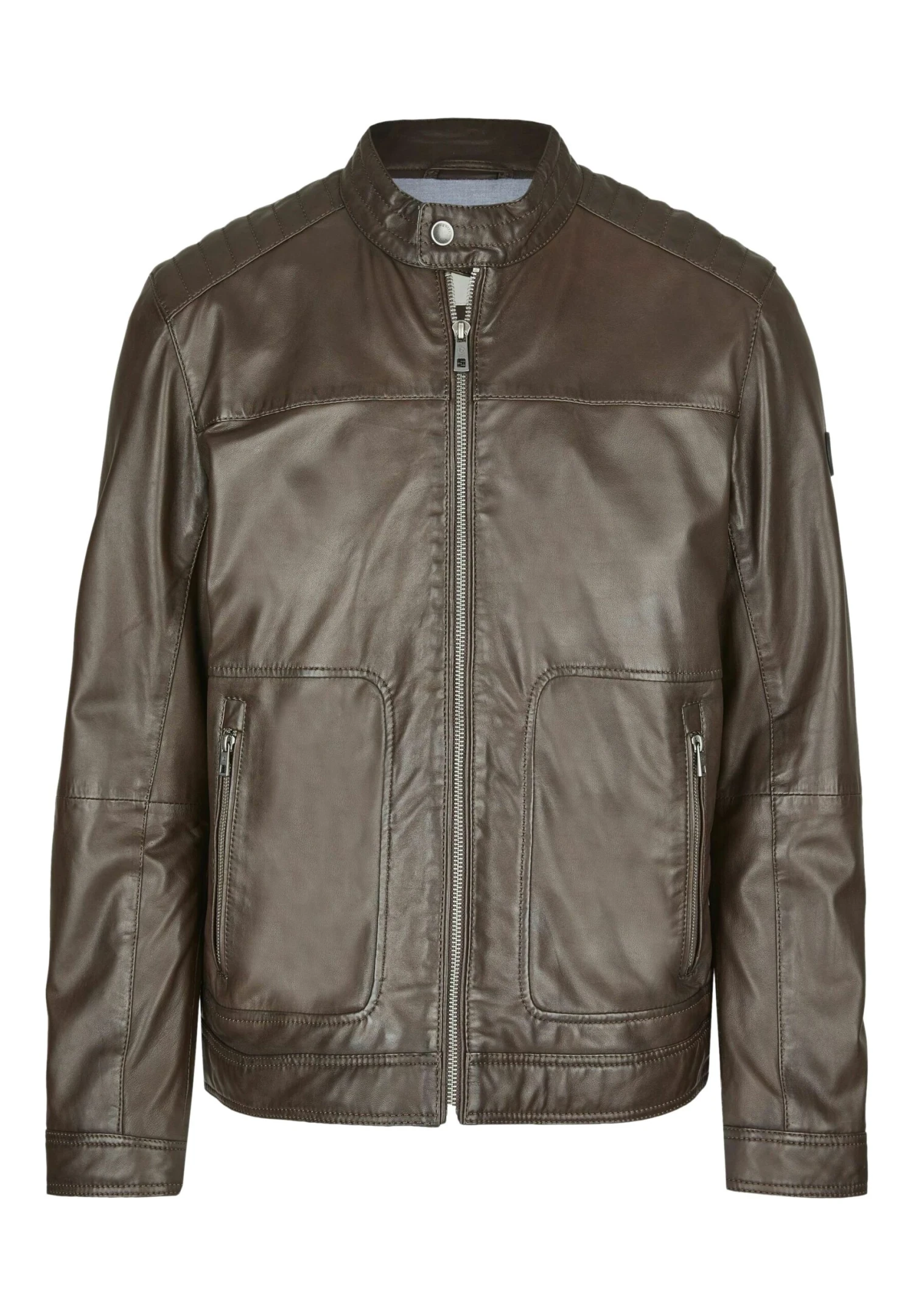 Bugatti Mit Riegeln Und Stehkragen - Leren Jas - Dunkelbraun 7 Bugatti Mit Riegeln Und Stehkragen - Leren Jas - Dunkelbraun - Afbeelding 5