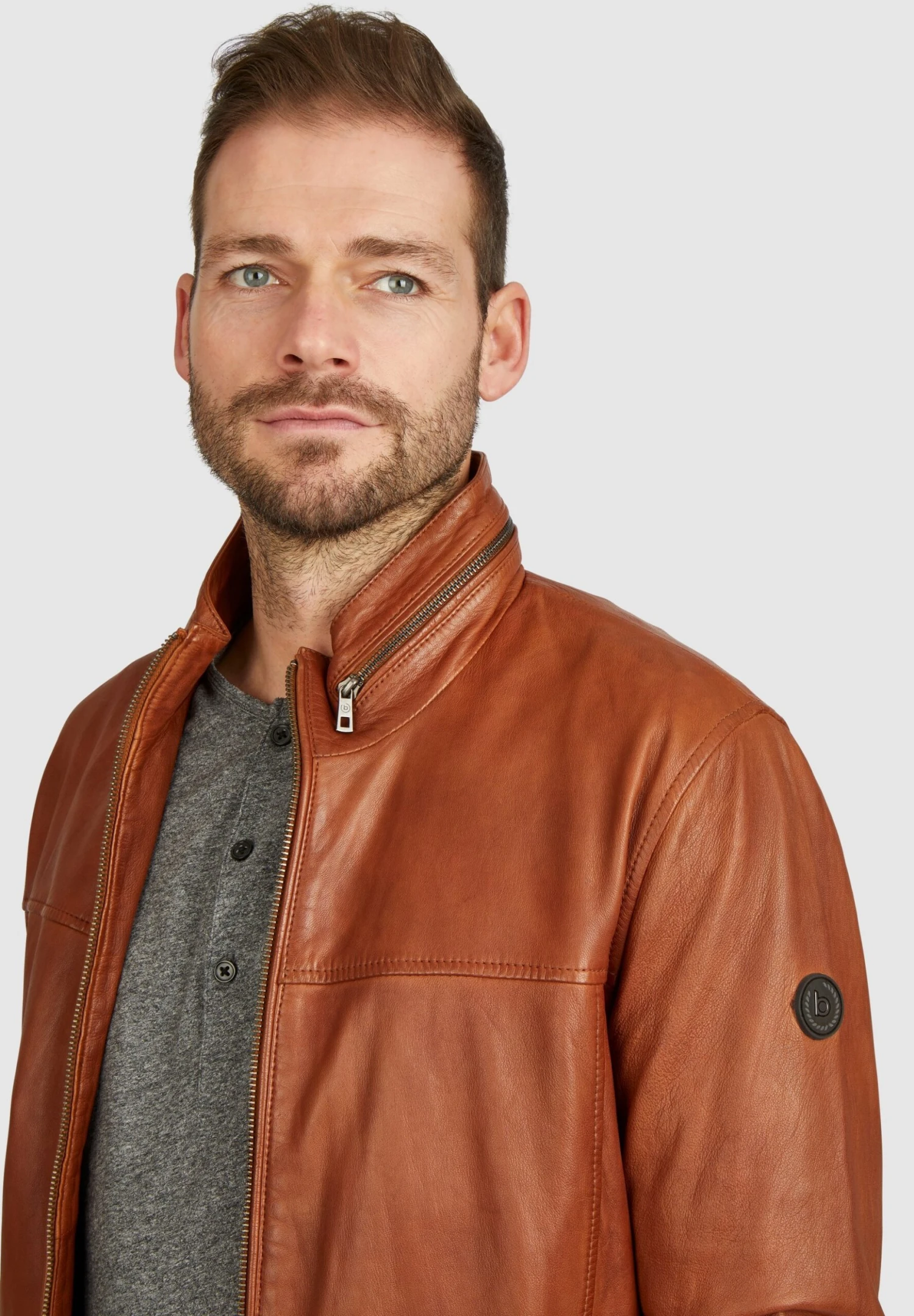 Bugatti Mit Riegeln Und Steppungen - Leren Jas - Cognac 6 Bugatti Mit Riegeln Und Steppungen - Leren Jas - Cognac - Afbeelding 4