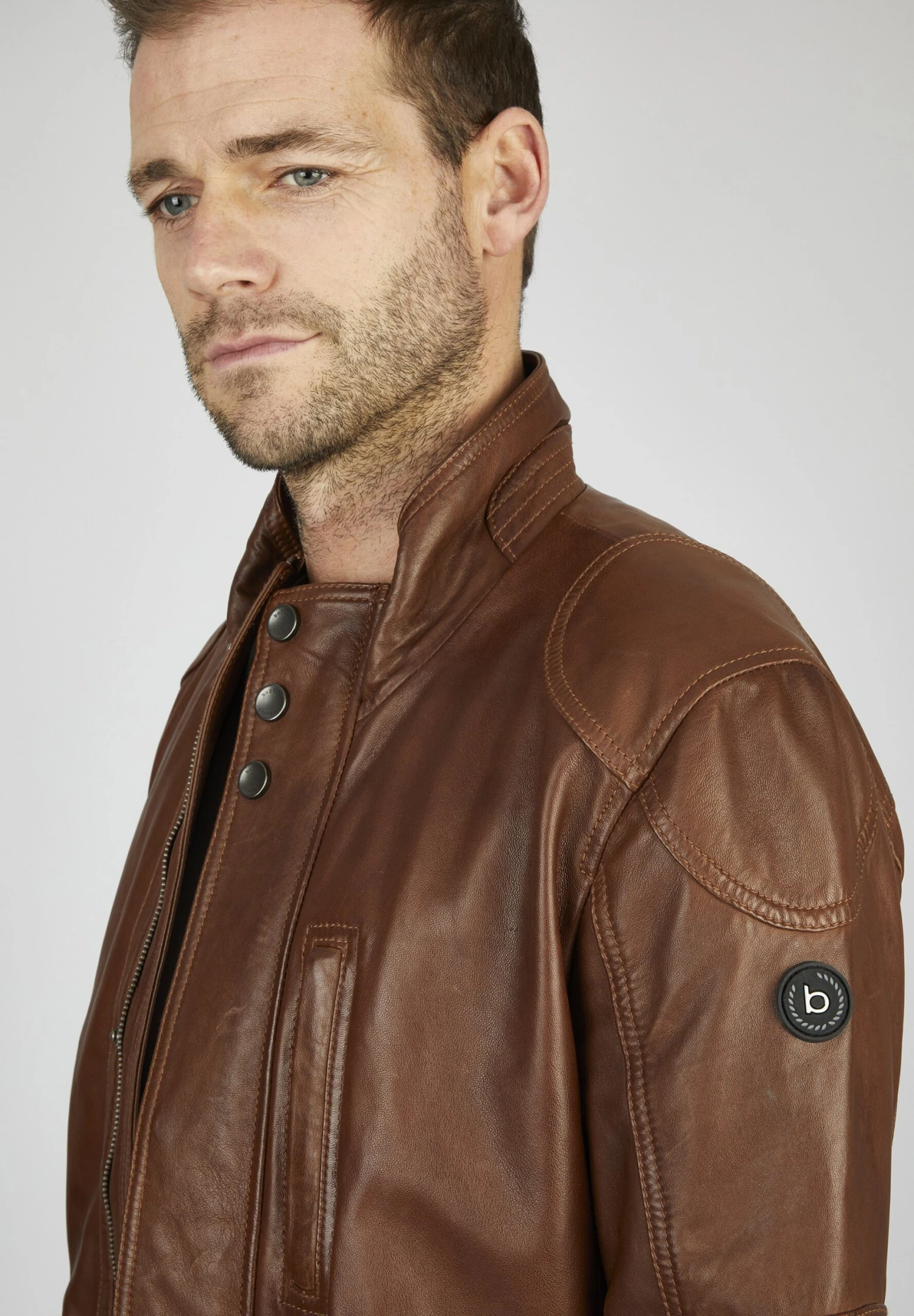 Bugatti Mit Abdeckleiste Und Stehkragen - Leren Jas - Cognac 6 Bugatti Mit Abdeckleiste Und Stehkragen - Leren Jas - Cognac - Afbeelding 4