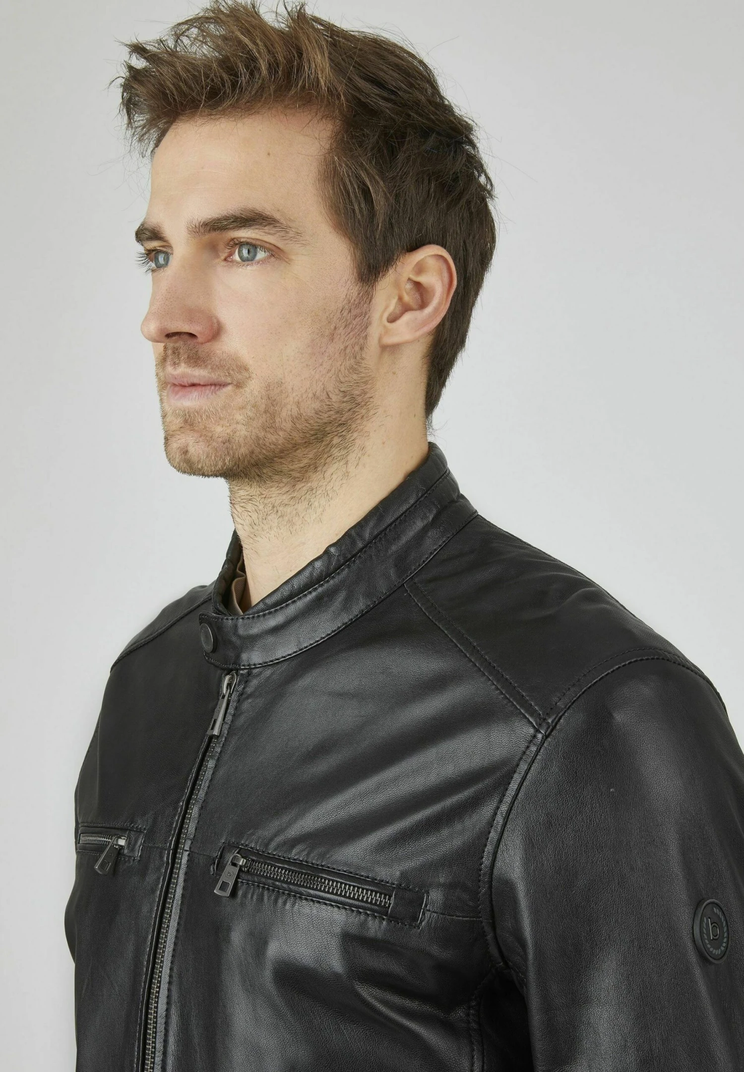 Bugatti Leather Jacket With Snap - Leren Jas - Schwarz 6 Bugatti Leather Jacket With Snap - Leren Jas - Schwarz - Afbeelding 4