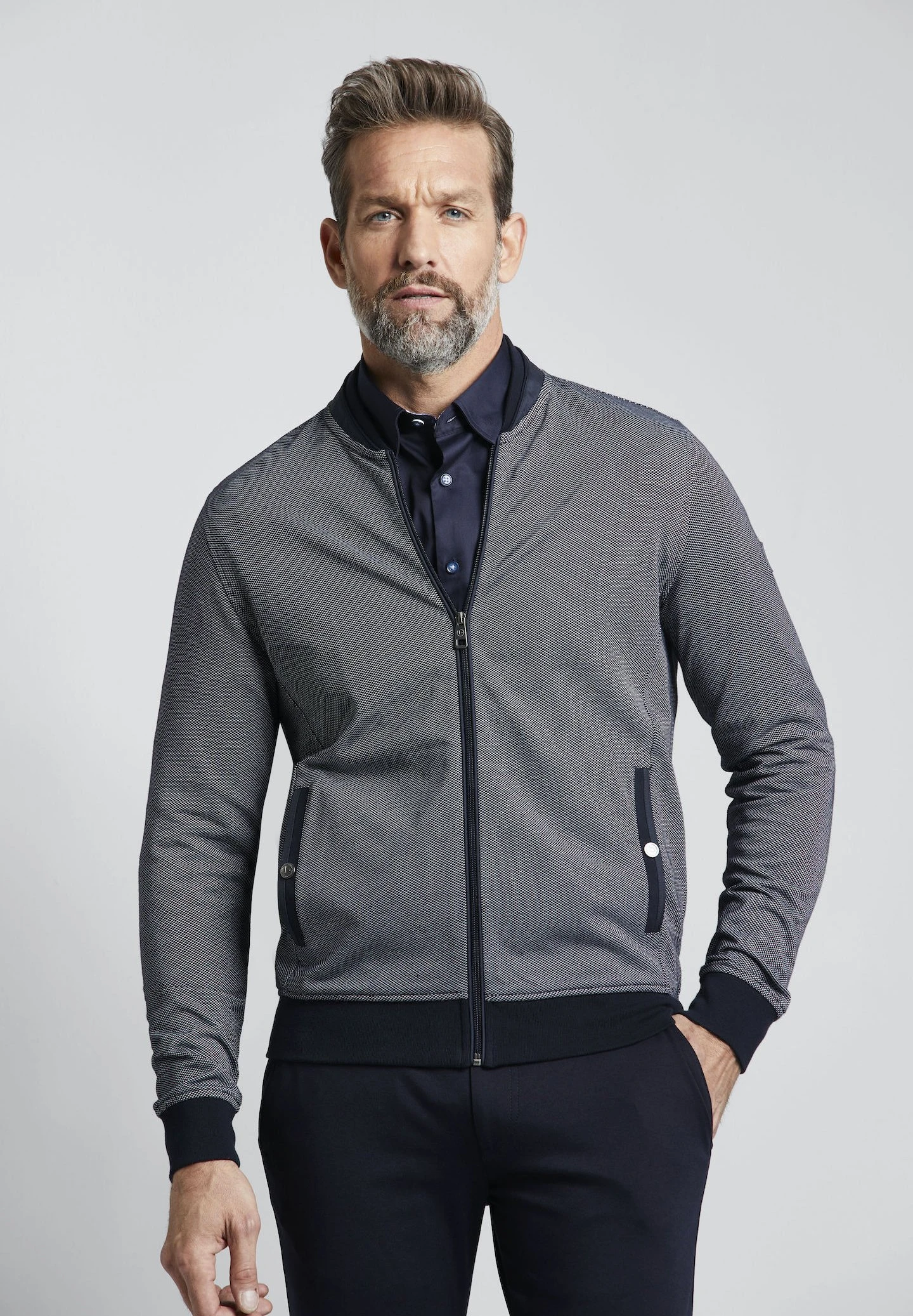 Bugatti Collage - Sweater Met Rits - Marine 3 Bugatti Collage - Sweater Met Rits - Marine