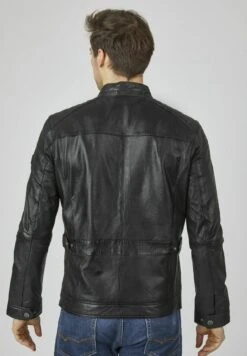 Bugatti Mit Riegeln Und Stehkragen - Leren Jas - Schwarz -Bugatti Winkel dd350e717fc542e0877c0aa5d5b4b865