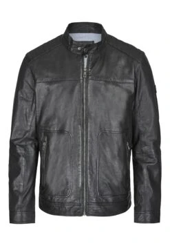 Bugatti Mit Riegeln Und Stehkragen - Leren Jas - Schwarz -Bugatti Winkel e0f5ef108b81410097f38cdb075ebd36