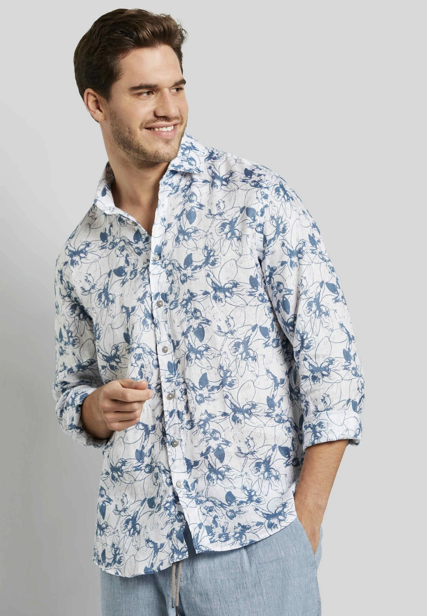 Bugatti Print Modern Fit - Overhemd - Blaugrau 3 Bugatti Print Modern Fit - Overhemd - Blaugrau